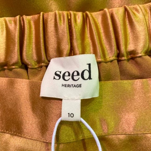 SEED HERITAGE Gold Satin Wrap Midi Skirt NWT RRP$129 - Picture 6 of 11